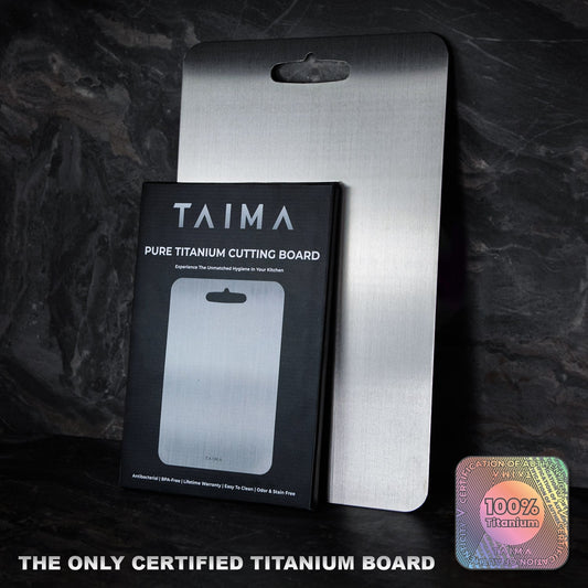 Planche à découper Taima™ 100 % titane pur + tapis + 5 guides exclusifs